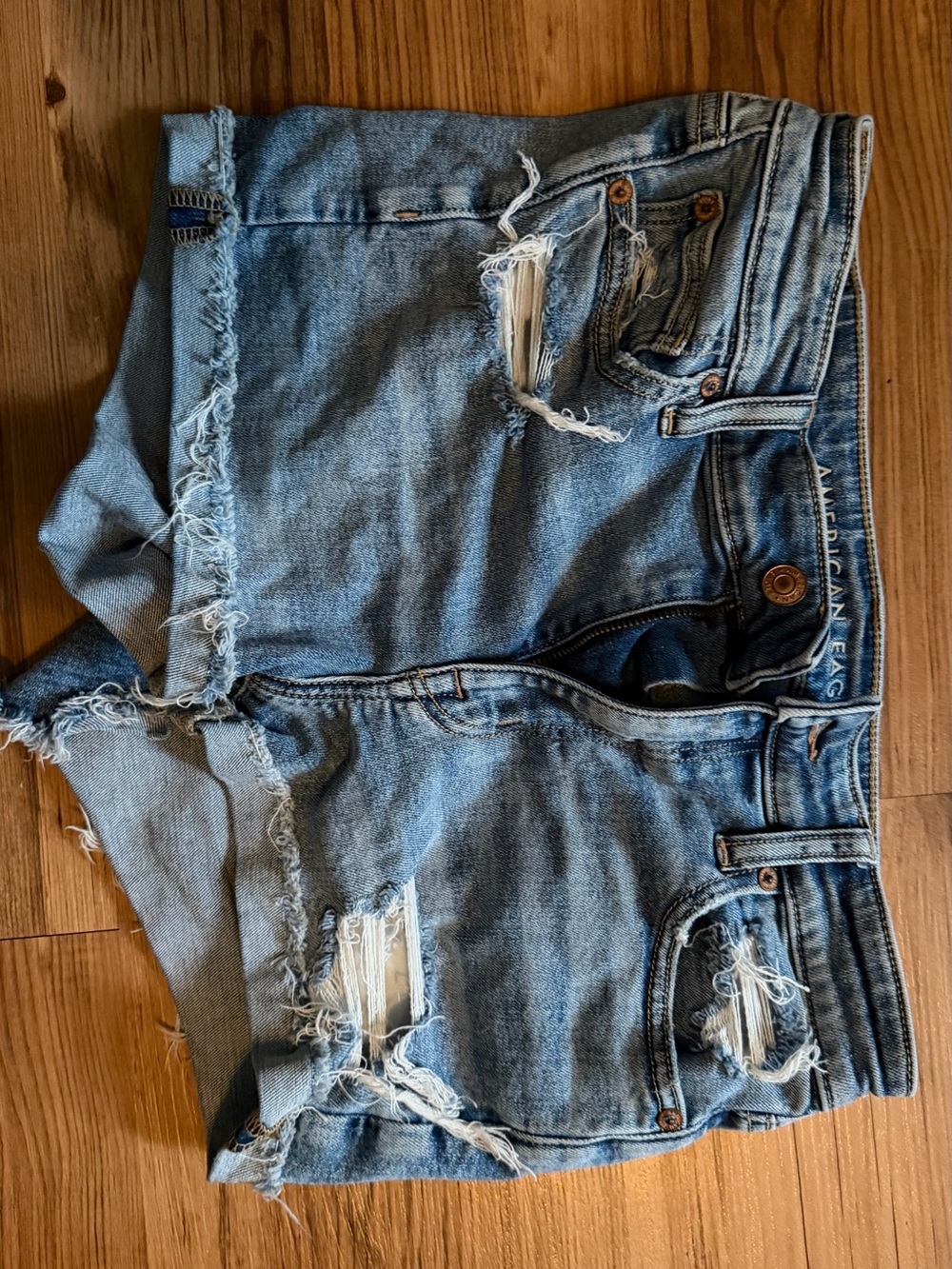 American Eagle Outfitters Light Blue Distressed Denim Jean Shorts